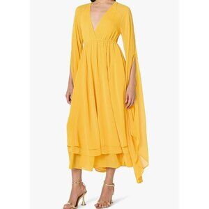 Romantic Tiered Sheer Maxi Dress Amber By The Drop Size 3X 100% Polyester Made I